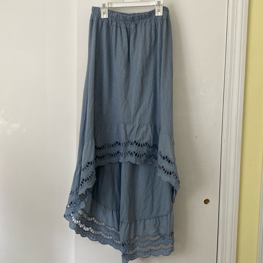 7 Agosto Hi-Lo Skirt Size S Small Blue Made in Italy